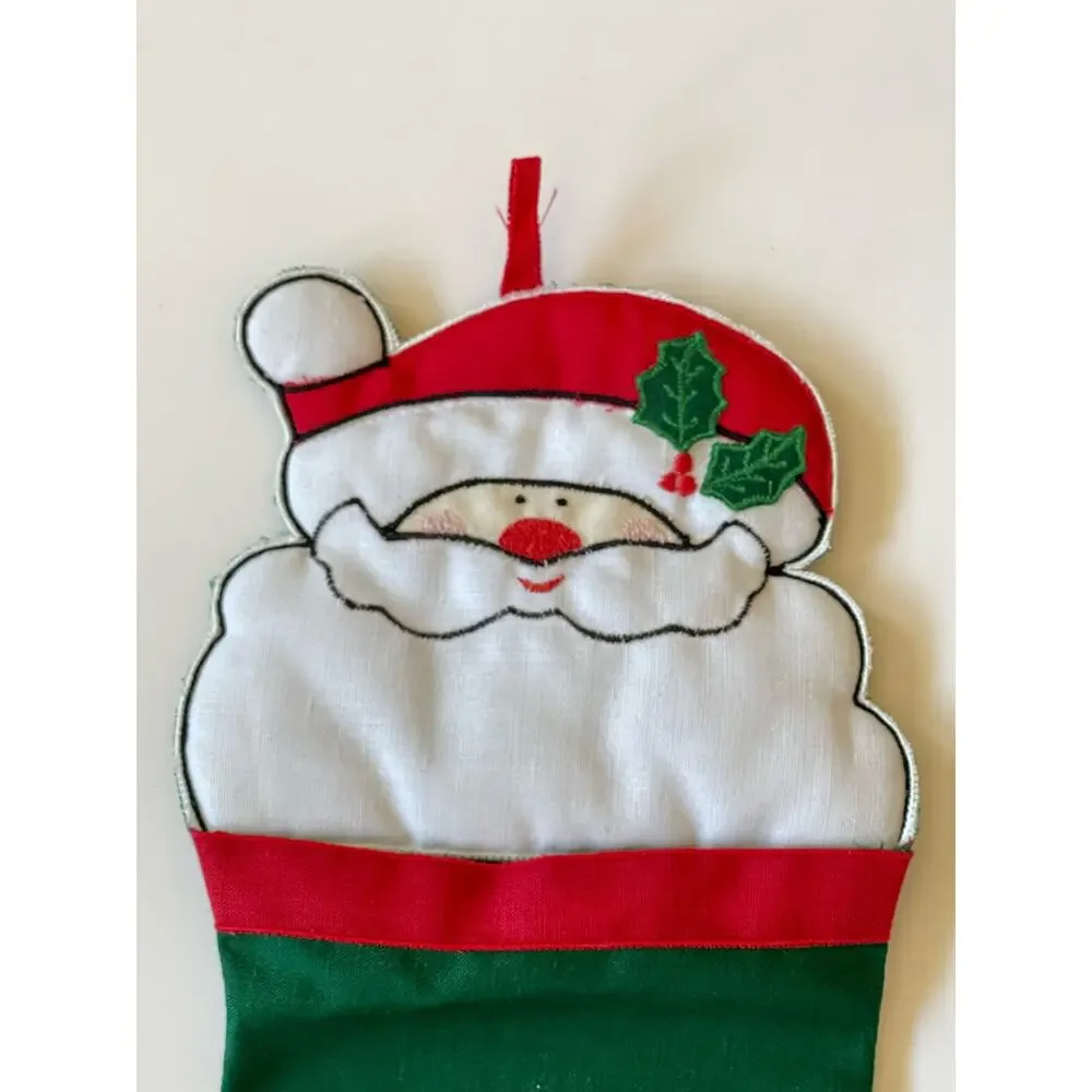 Set of 2 Vintage Christmas Santa Claus Stockings WC imports
